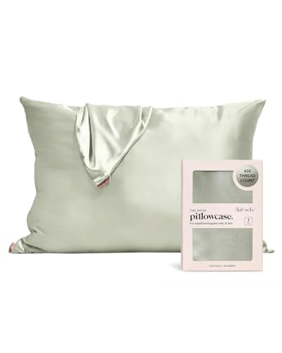 Kitsch Satin Pillowcase with Zipper for Hair and Skin Queen Size, Softer Than Silk Pillow Cases, 2 Pack Cooling Pillow Covers, Machine Washable, Satin Pillow Cases Standard Size Set of 2 19"x26", Aura