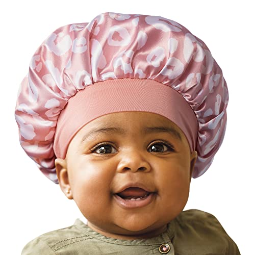 Red by Kiss Baby Satin Bonnet Sleep Caps Hair Wraps Hair Bonnet (Pink Leopard)