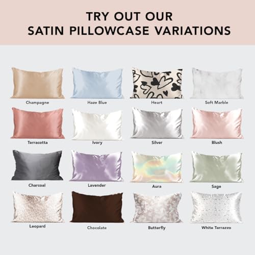 Kitsch Satin Pillowcase with Zipper for Hair and Skin Queen Size, Softer Than Silk Pillow Cases, 2 Pack Cooling Pillow Covers, Machine Washable, Satin Pillow Cases Standard Size Set of 2 19"x26", Aura