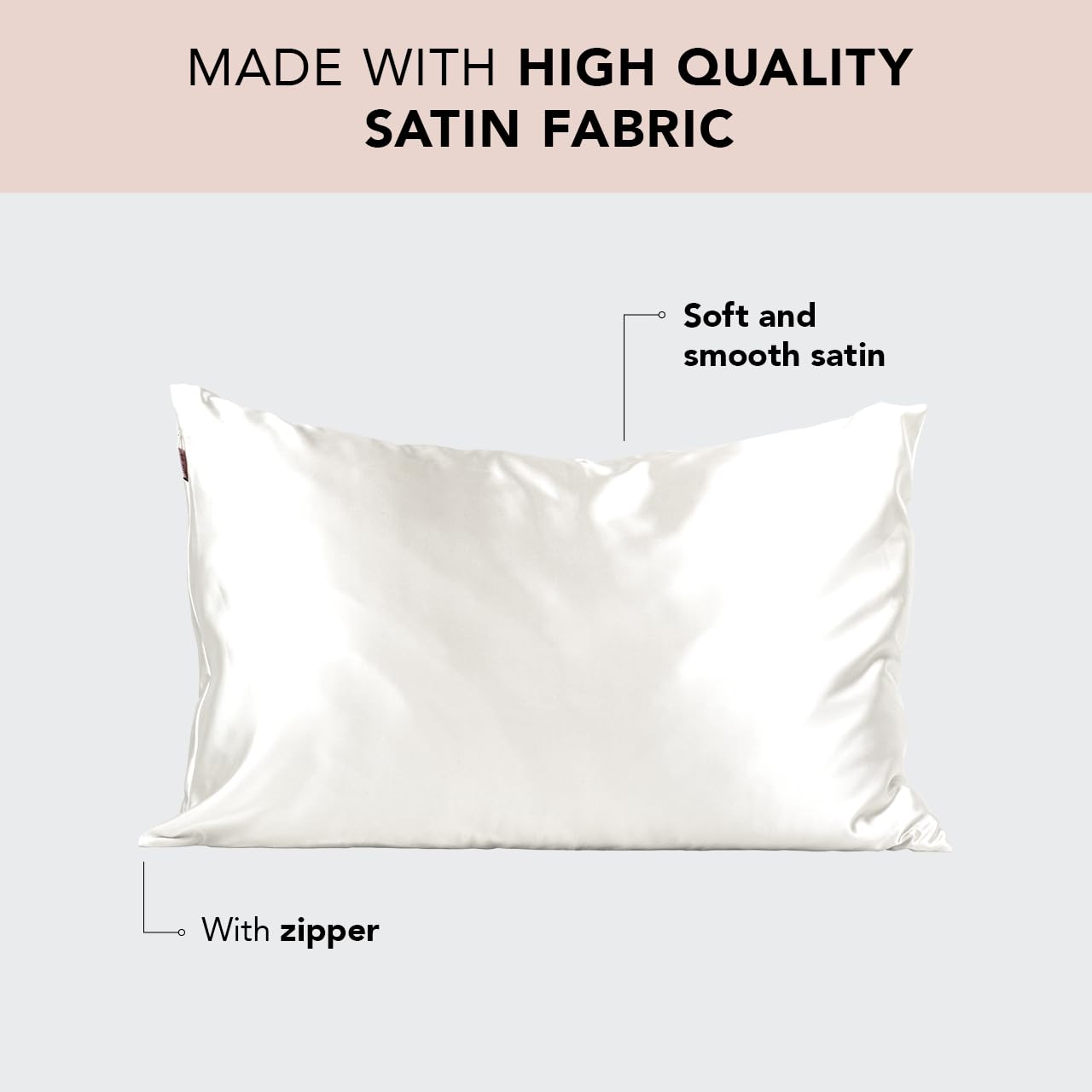 Kitsch Satin Pillowcase with Zipper for Hair and Skin Queen Size, Softer Than Silk Pillow Cases, 2 Pack Cooling Pillow Covers, Machine Washable, Satin Pillow Cases Standard Size Set of 2 19"x26", Aura