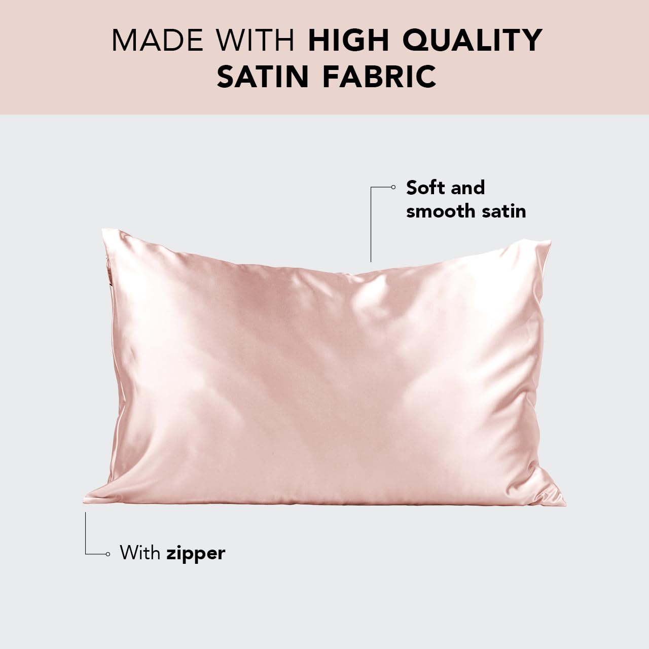 Kitsch Satin Pillowcase with Zipper for Hair and Skin Queen Size, Softer Than Silk Pillow Cases, 2 Pack Cooling Pillow Covers, Machine Washable, Satin Pillow Cases Standard Size Set of 2 19"x26", Aura