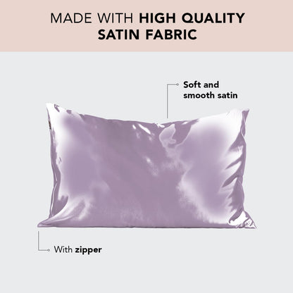 Kitsch Satin Pillowcase with Zipper for Hair and Skin Queen Size, Softer Than Silk Pillow Cases, 2 Pack Cooling Pillow Covers, Machine Washable, Satin Pillow Cases Standard Size Set of 2 19"x26", Aura