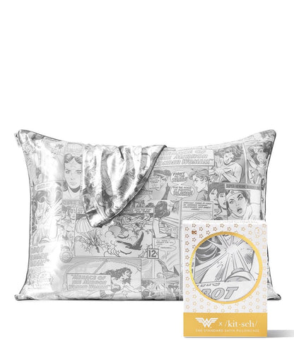 Kitsch Satin Pillowcase with Zipper for Hair and Skin Queen Size, Softer Than Silk Pillow Cases, 2 Pack Cooling Pillow Covers, Machine Washable, Satin Pillow Cases Standard Size Set of 2 19"x26", Aura