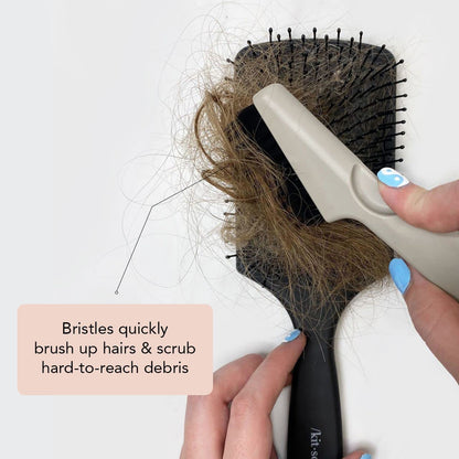 Kitsch Double Sided Hair Brush Cleaner Tool 2-in-1 Comb Cleaner | Eco-Friendly Hair Brush Rake | Double Edge Hair Remover Brush & Hairbrush Cleaner Solution for Hair Brush Maintenance, Gifts for Women